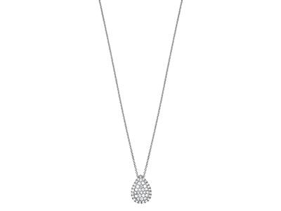 Collana Con Diamanti 0,14ct, Forma A Pera 10 MM 40-42 Cm, Oro Bianco 18 Ct.