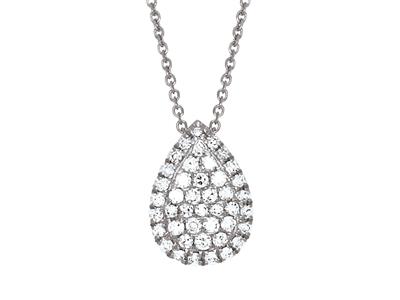Collana Con Pendente Di Diamanti 0,14 Ct, Taglio A Goccia 10 MM 40-42 Cm, Oro Bianco 18 Carati - Immagine Standard - 2