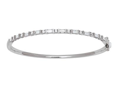 Bracciale Rigido Con Diamanti 1,31 Ct, 58 X 50 Mm, Oro Bianco 18 Kt - Immagine Standard - 1