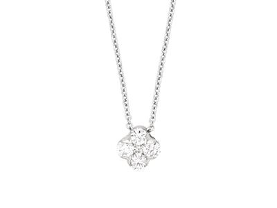 Collana A Fiori, Diamanti 0,20ct, 38-40-42 Cm, Oro Bianco 18 Carati