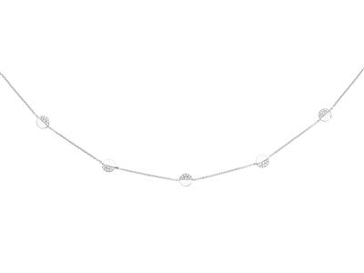 Collana 5 Pastiglie 1/2 Incastonate, Diamanti 0,12ct, 38-40-42 Cm, Oro Bianco 18 Carati - Immagine Standard - 1