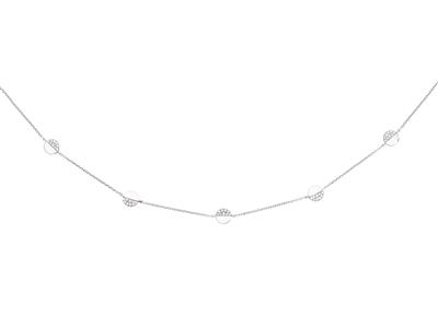 Collana 5 Pastiglie 12 Incastonate, Diamanti 0,12ct, 38-40-42 Cm, Oro Bianco 18 Carati