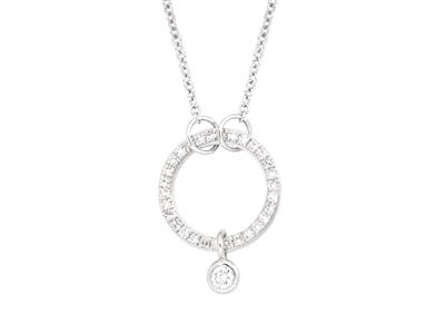 Collana Con Cerchio Con Nappe, Diamanti Da 0,09 Ct, 40-41-42 Cm, Oro Bianco 18 Kt - Immagine Standard - 1