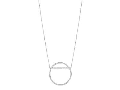 Collana Saturno Diamanti 0,15ct, 40-42-45 Cm, Oro Bianco 18 Carati