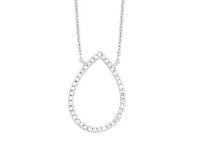 Collana, Forma A Pera, Diamanti 0,11ct, 38-40-42 Cm, Oro Bianco 18 Ct.