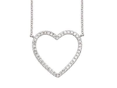 Collana Cuore, Diamanti 0,12 Ct, 38-40-42 Cm, Oro Bianco 18 Kt - Immagine Standard - 1