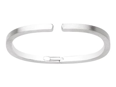 Bracciale Rectanlge, Tubo Quadrato Satinatolucidato 4 Mm, 57 X 45 Mm, Oro Bianco 18 Carati