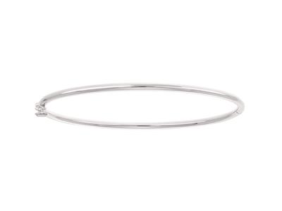 Bracciale Rigido, Filo Tondo Massiccio 2 Mm, Diametro Interno 60 Mm, Oro Grigio Rodiato 750