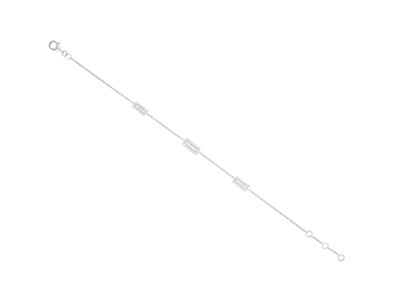 Bracciale A Catena Con Motivo 3 Rettangoli, Diamanti Da 0,37 Ct, 16-17-18 Cm, Oro Bianco 18 Kt