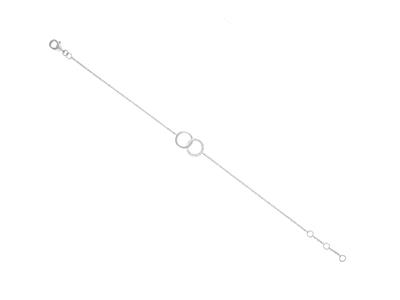 Bracciale A Catena A Doppio Cerchio, Diamanti 0,07 Ct, 16-17-18 Cm, Oro Bianco 18 Kt