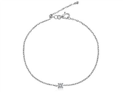 Bracciale Solitario A Maglia For\at, Diamante Da 0,10 Ct, 17 Cm,oro Bianco 18 Kt - Immagine Standard - 2
