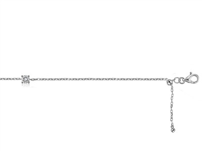 Bracciale Solitario A Maglia For\at, Diamante Da 0,10 Ct, 17 Cm,oro Bianco 18 Kt - Immagine Standard - 3