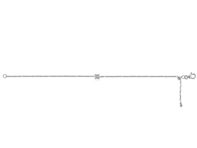 Bracciale Solitario A Maglia For\at, Diamante Da 0,10 Ct, 17 Cm,oro Bianco 18 Kt - Immagine Standard - 4