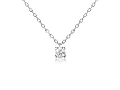 Collana Solitario Con Maglie For\at, Diamante Da 0,15 Ct, 40-42-45 Cm,oro Bianco 18 Kt - Immagine Standard - 2