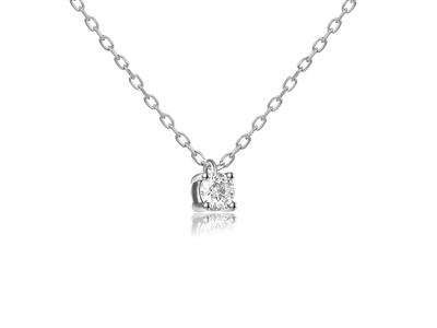 Collana Solitario Con Maglie For\at, Diamante Da 0,20 Ct, 40-42-45 Cm,oro Bianco 18 Kt - Immagine Standard - 1