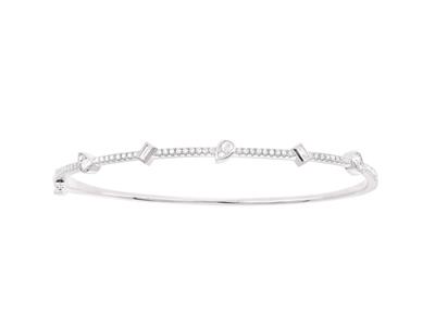Bracciale Rigido, Diamanti Da 0,56 Ct, 48x 58 Mm, Oro Bianco 18 Kt
