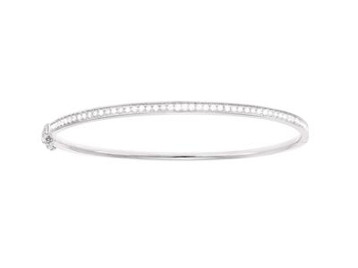 Bracciale Rigido Apribile 58 X 50 Mm, Diamanti Da 0,70 Ct, Oro Bianco 18 Carati