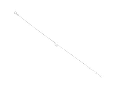 Bracciale A Catena A Stella, Diamanti 0,03 Ct, 16-17-18 Cm, Oro Bianco18 Carati