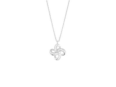 Collana Con Motivo Cerchi, Diamantida 0,10 Ct, 40-42 Cm, Oro Bianco 1 8 Kt