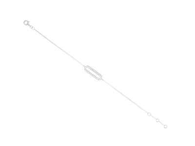 Bracciale Con Motivo Rettangolare 16 X 5 Mm, Diamanti Da 0,15 Ct, 16-17-18 Cm, Oro Bianco 18 Kt