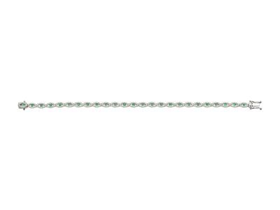 Bracciale Riviera Con Motivi Ovali 4,30 Mm, Diamanti 1,45 Carati E Smeraldi 0,98 Carati, Oro Bianco 18kt