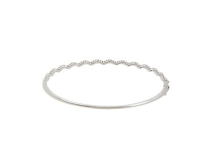 Bracciale Jonc A Onde, Diamanti 0,42 Carati, 50 X 60 Mm, Oro Bianco 18 Carati