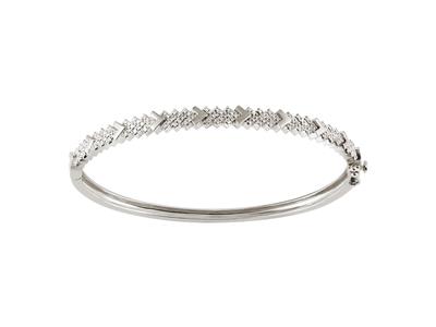 Bracciale Jonc, Diamanti 0,38 Carati, 60 X 50 Mm, Oro Bianco 18 Carati