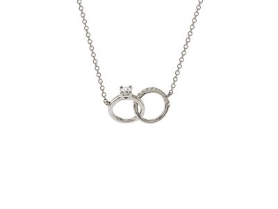 Collana Di Fidanzamento 10 X 15 Mm, Diamanti 0,11ct, 40,50-42 Cm, Oro Bianco 18kt - Immagine Standard - 1