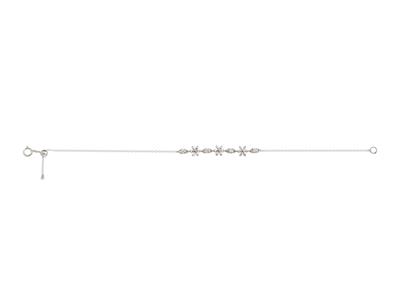 Bracciale Con Fiori Alternati, Diamanti 0,14 Carati, 18 Cm, Oro Bianco 18 Carati - Immagine Standard - 2