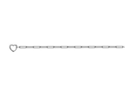 Bracciale A Maglia Rettangolore, Tubo Cavo 4,50 X 13,50 Mm, Chiusura A Cuore, 19 Cm, Oro Bianco 18kt