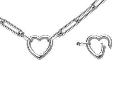 Collana A Maglia Rettangolore, Tubo Cavo 4,50 X 13,50 Mm, Chiusura A Cuore, 45 Cm, Oro Bianco 18kt - Immagine Standard - 2