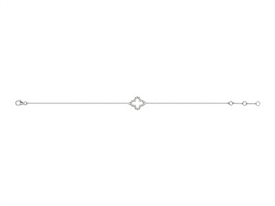 Bracciale Motivo Trifoglio Traforato 10 X 11 Mm, Diamanti 0,08 Ct, 16-17-18 Cm, Oro Bianco 18 Kt