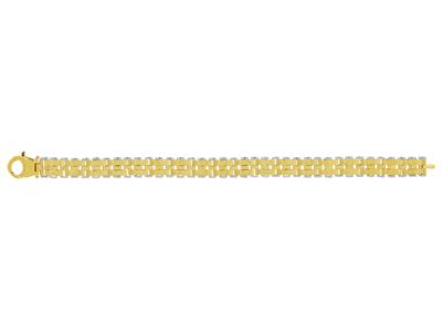 Bracciale Da Uomo A Maglie E Piastre Alternate Da 10 Mm, 21 Cm, In Orogiallo 18 Carati