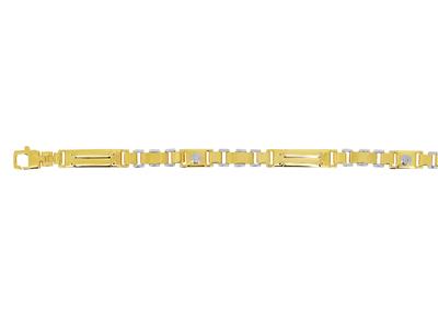 Bracciale Da Uomo Con Maglie E Piastrine Alternate 6,60 Mm, 21 Cm, Oro Bicolore 18 Carati - Immagine Standard - 2
