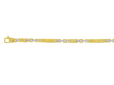 Bracciale A Piastre Sottili Alternate Cave 3,50 Mm, 17,50 Cm, Oro Bicolore 18 Carati - Immagine Standard - 2