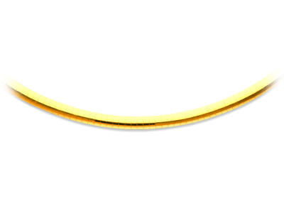 Collana Omega Foglia Di Salvia 4 MM Reversibile, 42 Cm, Oro 18k Bicolore