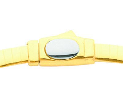 Collana Omega Foglia Di Salvia 4 Mmreversibile, 42 Cm, Oro Bicolore 1 8k - Immagine Standard - 3