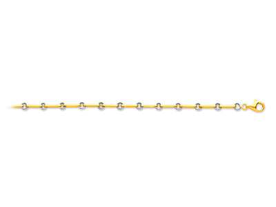 Bracciale Forçat A Maglie Quadrate Con Anelli Alternati Da 4,5 Mm, 18,5 Cm, Oro Bicolore 18 Carati - Immagine Standard - 1