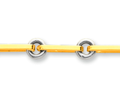 Bracciale Forzatina Maglia Quadratacon Anelli Alternati 4,5 Mm, 18,5 Cm, Oro Bicolore 18 Kt - Immagine Standard - 2