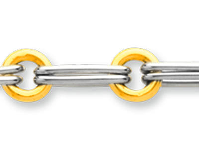 Bracciale Maglia Anelli Ovali Alternati 5,8 Mm, 19 Cm, Oro Bicolore 18carati - Immagine Standard - 2