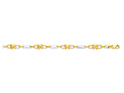 Bracciale Da Uomo Con Placchette E Maniglie 4 Mm, 21 Cm, Oro Bicolore 18 Kt