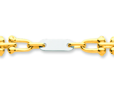 Bracciale Da Uomo Con Placchette E Maniglie 4 Mm, 21 Cm, Oro Bicolore 18 Kt - Immagine Standard - 2