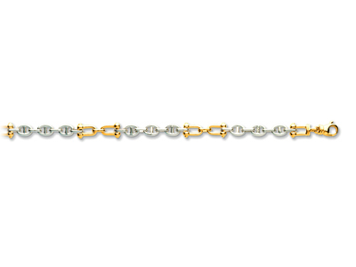 Bracciale Da Uomo Con Catena Marinaalternata Con Maniglie, 21 Cm, In Oro Bicolore 18 Kt