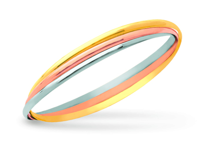 Bracciale Rigido Chiuso, Filo Semicircolare 2,5 X 1 Mm, Forma Rotonda 65 Mm, 3 Ori 18k - Immagine Standard - 1
