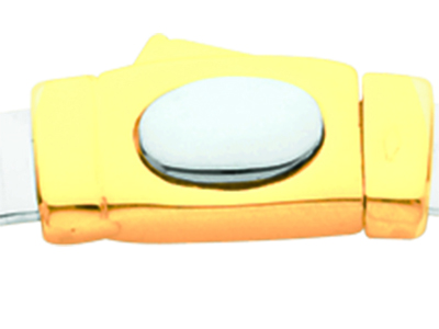 Collana Omega Foglia Di Salvia 5 MM Reversibile, 42 Cm, Bicolore Oro 18k - Immagine Standard - 3