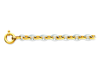 Bracciale Catena Marina 10 Mm, 20 Cm, Oro Bicolore 18 Carati