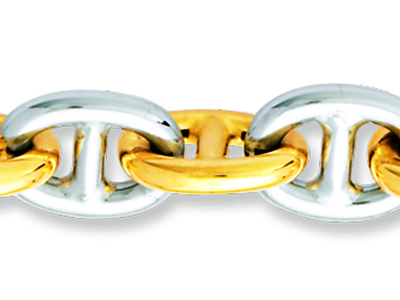 Bracciale Maglia Marina 10 Mm, 20 Cm, Oro Bicolore 18 Carati - Immagine Standard - 2