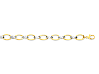 Bracciale Maglia Fantasia 8,5 Mm, 19,5 Cm, Oro Bicolore 18 Carati