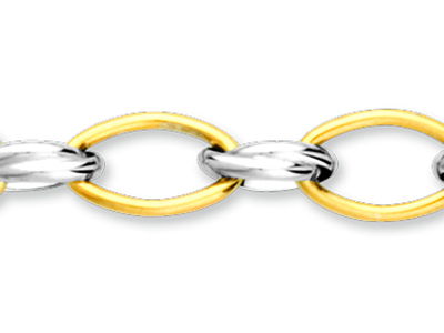 Bracciale Fantasia Maglia 8,5 Mm, 19,5 Cm, Oro Bicolore 18 Carati - Immagine Standard - 2