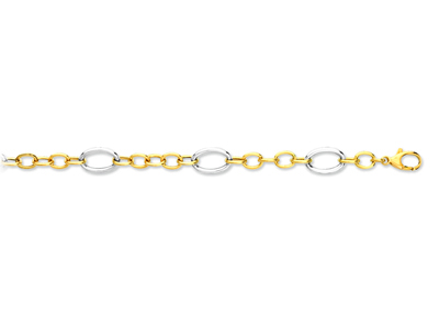 Bracciale, Punti Alternati 8,9 Mm, 19 Cm, Oro Bicolore 18 Carati